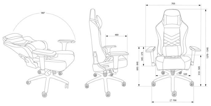 Кресло игровое Cactus CS-CHR-0112BL, экокожа, до 120кг, регулируемые 4D подлокотники,  черный