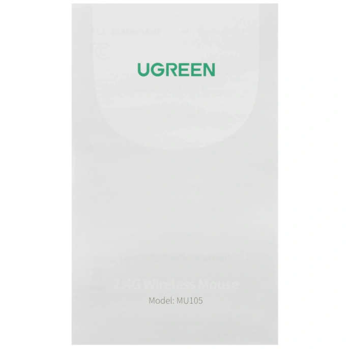 Мышь UGREEN MU105 90671, 800/1200/1600/2400 DPI,функция бесшумного режима, Режим: беспроводной -2,4 ГГц, рабочее расстояние: 10 м, рабочее напряжение: 1,5 В, рабочий ток: 10 мА, щелочная батарея AA входит в комплект 