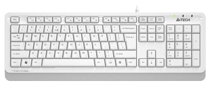 Клавиатура A4TECH Fstyler FKS10, USB, мембранная,  белый/серый [fks10 white]