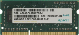 Оперативная память Apacer DDR3 4GB 1600MHz SO-DIMM PC3-12800 CL11 1.35V Retail 512*8 3 years AS04GFA60CATBGJ/DV.04G2K.KAM