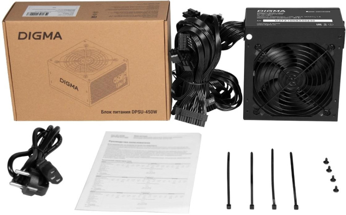 Блок питания Digma DPSU-450W,  450Вт,  120мм, черный, retail