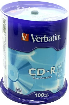 Диск CD-R Verbatim 700Mb 52x sp. уп.100 шт на шпинделе 43411/43430