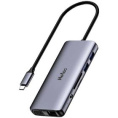 USB HUB Переходник Netac WF15 NT08WF15-30GR USB Type-C, USB Type-A 3.0 x 3, USB Type-A 2.0 x 2, HDMI 4K@30Hz, VGA, LAN, Power Delivery, SDXC, microSDXC, miniJack, Серебристый