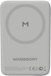 Внешний аккумулятор Magssory Core 5000mAh Титан PBN003t совместимость с MagSafe, беспроводная зарядка: 15 Вт, поддержка беспроводной зарядки AirPods, порт Type-C, индикация заряда диодами