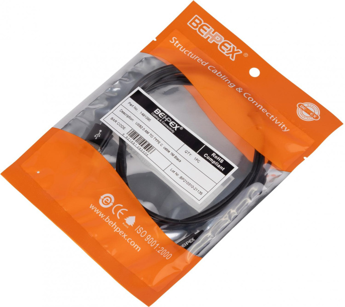 Кабель USB m -USB Type-C m 1м черный