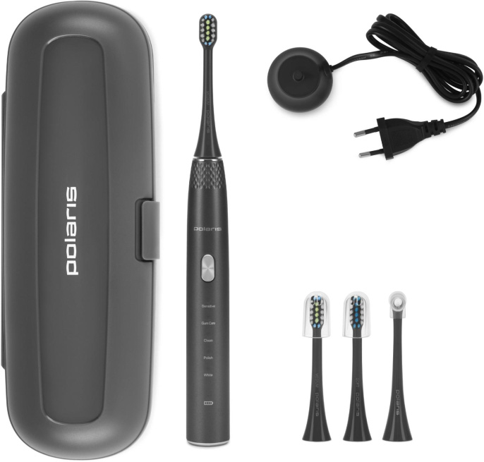 Электрическая зубная щетка Polaris PETB 0701 TC, насадки для щётки: 4 шт, цвет: белый