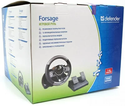 Игровой руль Defender Forsage GTR USB 64367 ( 280 мм, 2 педали,рычаг передач, 12 кнопок)