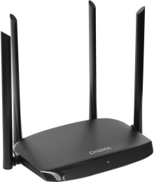 Wi-Fi роутер Digma DWR-AC1202,  Wi-Fi 5,  AC1200,  2.4/5ГГц, 3 LAN,  черный