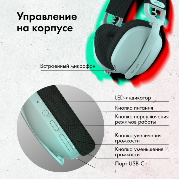 Наушники с микрофоном GMNG GG-HS420W белый 1.5м накладные BT/Radio оголовье 1970390