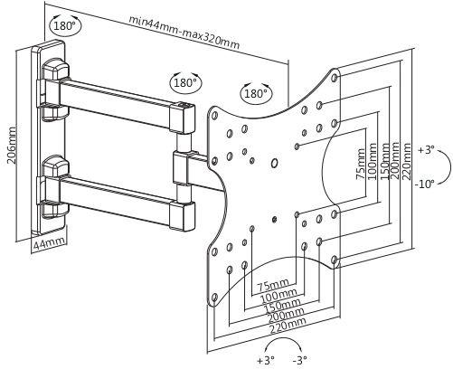 Кронштейн для телевизора ULTRAMOUNTS UM867W, 23-42", настенный, поворот и наклон,  белый