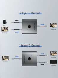 Переключатель CABLETIME CP30G (CT-HS4K-2G) HDMI 2-в-1, 4K@60 Гц, космический серый