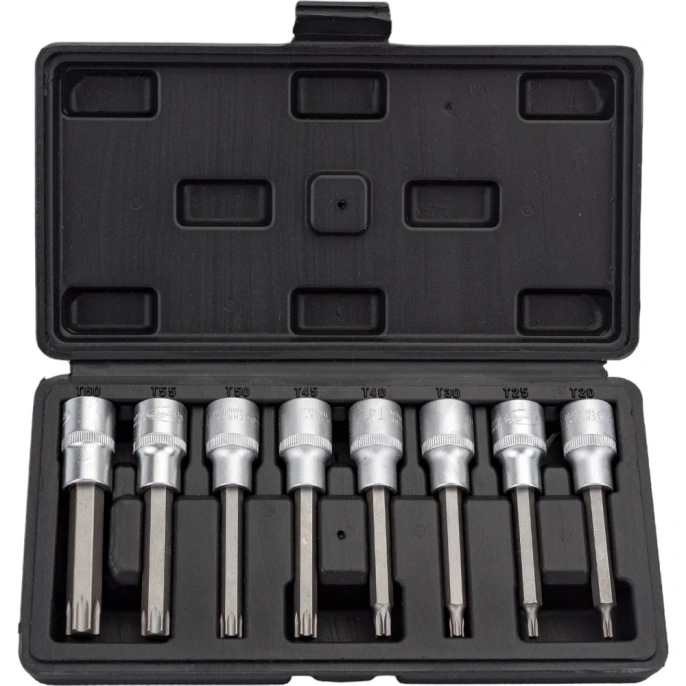 Набор головок DR1/2", вставка TORX Т20-Т60, L=100 мм, 8 шт., в кейсе АвтоDело 39600 15000