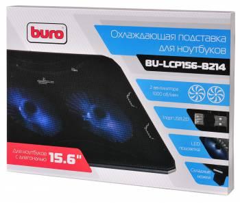 Подставка для ноутбука Buro BU-LCP156-B214, 15.6", 358х270х21 мм, 1хUSB, вентиляторы 2 х 140 мм, 597г, черный