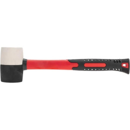 Kranz KR-12-8152 Киянка резиновая 225 г, черно-белая резина, фибергласовая рукоятка