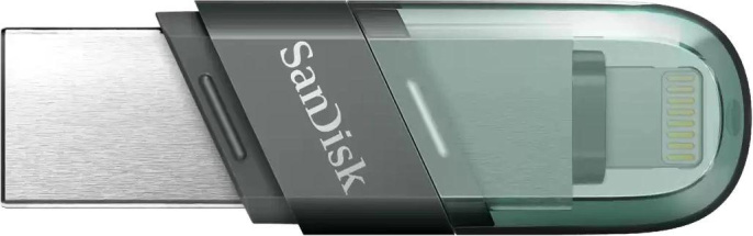 Флешка USB Sandisk iXpand Flip 64ГБ, USB3.1, зеленый и серебристый [sdix90n-064g-gn6nn]