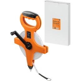 Измерительная геодезическая рулетка TDM ELECTRIC 50 метров х 13 мм, фибергласовое полотно, открытый корпус, штык для фиксации "Рубин" SQ1018-0404