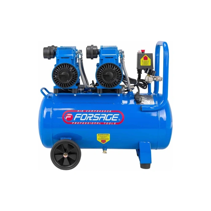 Компрессор поршневой с прямым приводом Forsage 4 цилиндра,безмасляный(ресивер 50л, 2.2 кВт, 8 бар, 420л/м, 230В) F-V30/50 OIL FREE(59215)