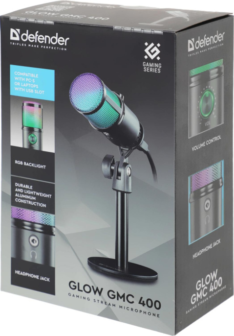 Микрофон Defender Glow GMC 400,  черный [64640]