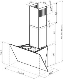 Вытяжка каминная Oasis NP-50B черный управление: кнопочное 1 мотор