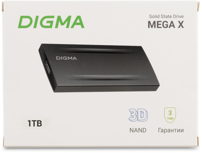 Накопитель SSD Digma USB3.2 Gen2x2 1TB DGSM8001T2MGG MEGA X 1.8" темно-серый