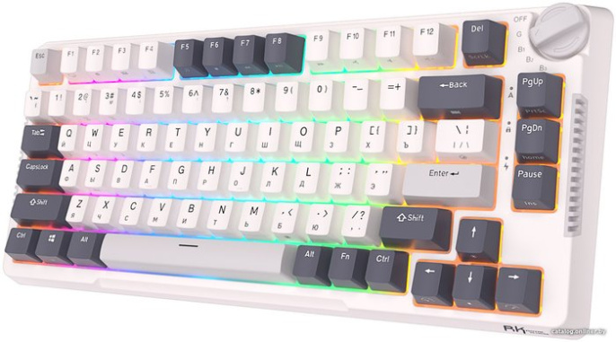 Клавиатура Royal Kludge RK-H81 (White Night, серый, черный, бежевый, USB/2.4 GHz/Bluetоoth, подсветка RGB, горячая замена клавиш Hot Swap, синие свичи)