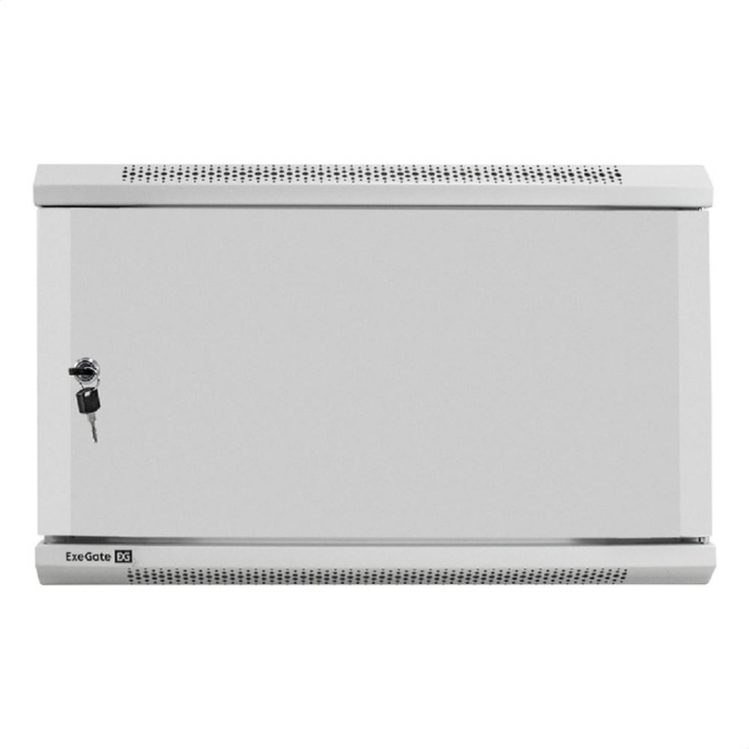 Exegate EX298611RUS Шкаф телекоммуникационный 19" настенный 6U ExeGate EC-WM-6U.450.M.GREY 19”, 6U, 600x450x370mm ШхГхВ , передняя дверь металл, съемные боковые панели, пыле- и влагозащита IP23, све
