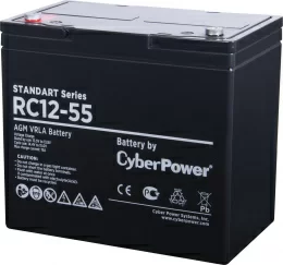 Аккумуляторная батарея CyberPower RC 12-55 / 12 В 55 Ач, напряжение 12В, емкость (разряд 20ч) 57,1Ач, макс. разрядный