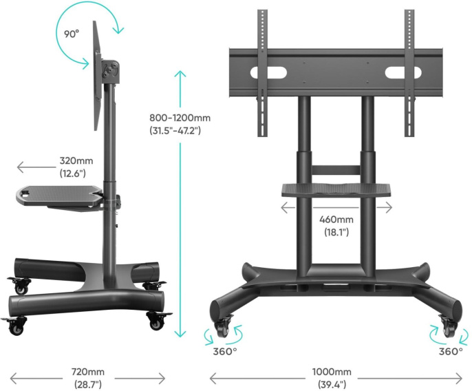 Стойка для телевизора Onkron TS1380 черный 50"-83" макс.70кг напольный мобильный (13416632)
