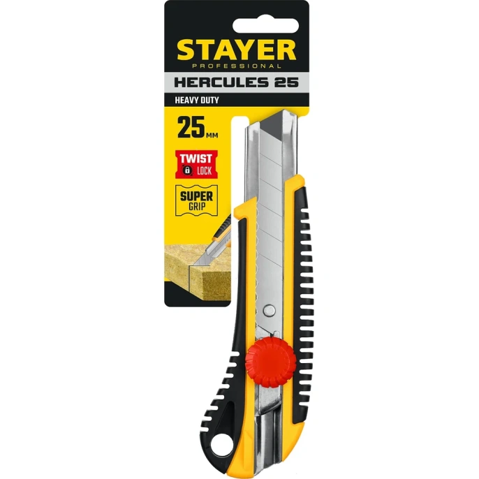Нож с винтовым фиксатором Stayer HERCULES-25 сегментированные лезвия 25 мм  09141_z01