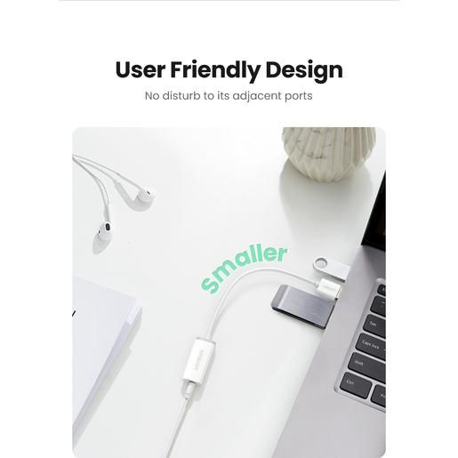 Внешняя звуковая карта UGREEN US206 30712 USB A Male to 3.5 mm Aux Cable. Цвет: белый 30712_