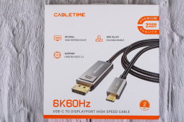 Кабель CABLETIME CC22L (CT-CMDP8K-ZG2) 2 м, USB C-DisPlayPort 8K/60 Гц