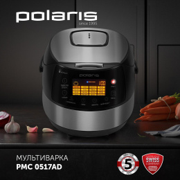 Мультиварка Polaris PMC 0517AD,  860Вт,   серебристый/черный