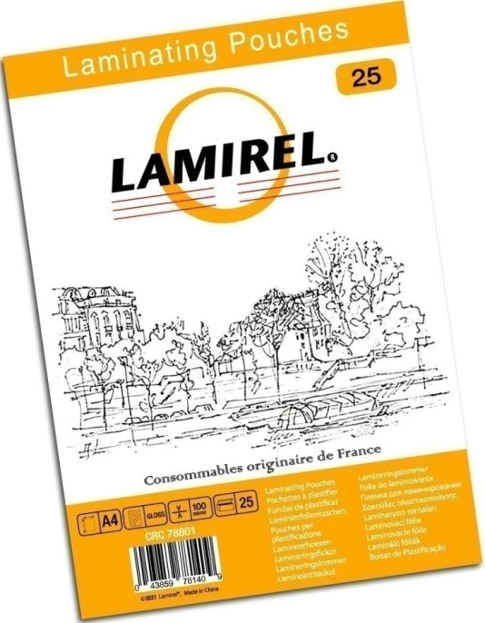 Пленка для ламинирования Fellowes 100мкм A4 25шт глянцевая 216x303мм Lamirel LA-78801
