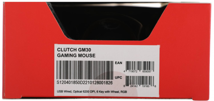 Мышь проводная MSI Clutch GM30, игровая, оптическая, USB, 6200dpi, черный [s12-0401850-d22]