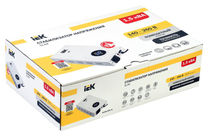 Стабилизатор напряжения IEK Slim, 1.2кВт белый [ivs22-1-d15-09]
