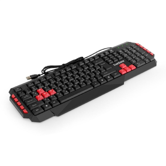 Клавиатура ExeGate Multimedia Professional Standard LY-505M USB, полноразмерная, влагозащищенная, 114кл., Enter большой, 8 красных клавиш, мультимедиа, длина кабеля 1,5м, черная, Color Box EX296103RUS