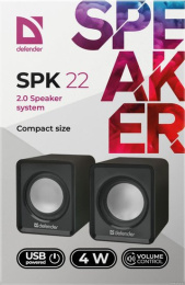 Акустическая система 2.0 DEFENDER SPK 22 черный 2x2Вт, питание от USB 65503