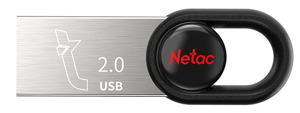 Флешка USB NETAC UM2 16ГБ, USB2.0, серебристый и черный [nt03um2n-016g-20bk]
