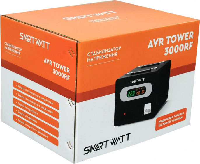Стабилизатор напряжения Smartwatt AVR Tower 3000RF 3000ВА черный 4512020370007