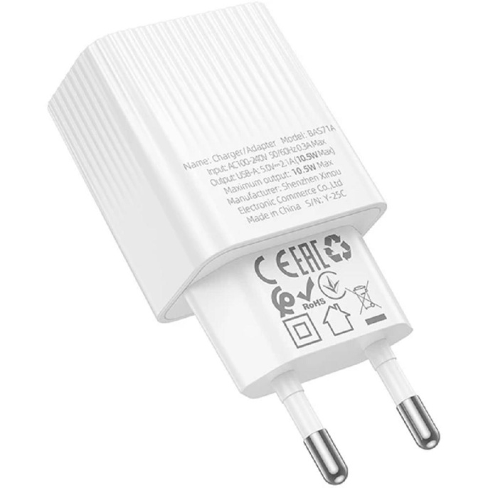 BOROFONE BAS71A/ Сетевое ЗУ/ 1 USB/ Выход: 10.5W/ белый