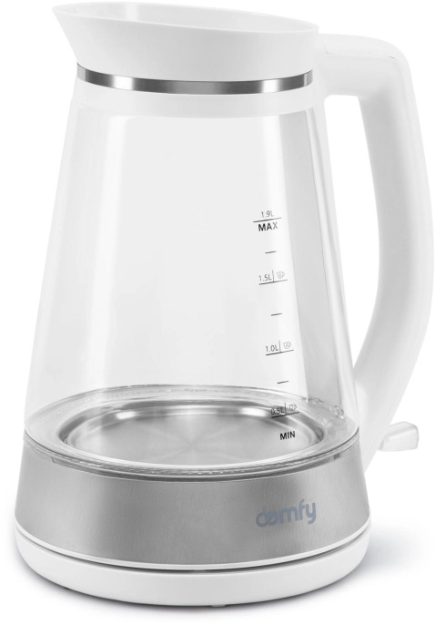 Чайник электрический Domfy DSW-EK505 1.9л. 3000Вт белый/прозрачный корпус: стекло/пластик