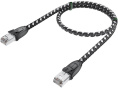 GCR Патч-корд PROF прямой 3.0m, UTP медь кат.6, STRONG черно-белый нейлон, ethernet high speed 10 Гбит/с, T568B, GCR-52778