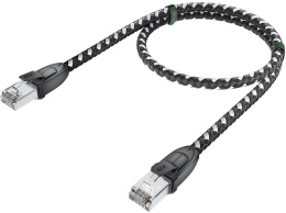 GCR Патч-корд PROF прямой 3.0m, UTP медь кат.6, STRONG черно-белый нейлон, ethernet high speed 10 Гбит/с, T568B, GCR-52778
