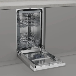 Встраиваемая посудомоечная машина Gorenje GV523E10WE,  узкая, ширина 44.8см, полновстраиваемая, загрузка 11 комплектов, серебристый