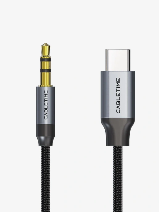 Аудиокабель CABLETIME CF16H (CT-CMAU-AG1) 1 м, USB-C — 3,5 мм, черный