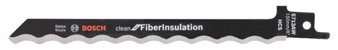 Набор пильных полотен Bosch S713AW Clean for Fibre Insulation 2шт 2.608.635.521 для всех сабельных пил с S-образным хвостовиком, чистые криволинейные и погружные пропилы, заостренный конец