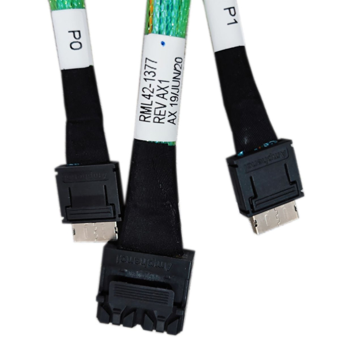 Кабель Amphenol RML42-1377 2х HD MiniSAS SFF8643 to 2х OCuLink SFF8611 , 90cm