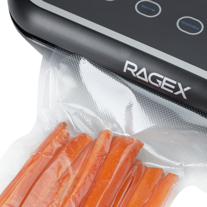 Вакуумный упаковщик RageX R2201-000 125 Вт, управление: сенсорное, уровень шума: 68 дБ, производительность: до 7 л/мин, вакуумное давление: 80 кПа, ширина пакета: 300 мм, режим: сухой, влажный, супервлажный, вакуумирование, запаивание