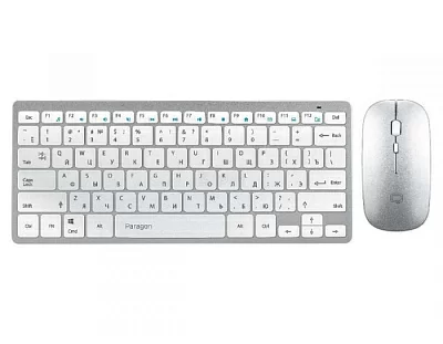 Комплект беспроводной клавиатура+мышь Qumo Paragon K15/M21, Wireless, Серебристый/Белый 24188