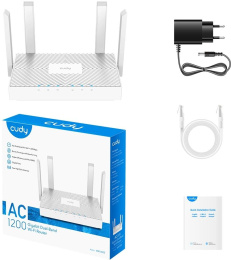 Маршрутизатор CUDY WR1300E AC1200 Gigabit Wi-Fi Router Dual Band, Chipset MediaTek, 3 × 10/100/1000Mbps RJ45 Ports, 4 x 5dBi fixed antennas,  WiFi router/AP/ Repeater/WISP Mode, 802.11ac/a/b/g/n, 867Mbps at 5GHz + 300Mbps at 2.4GHz, DDNS, WiFi Schedule, I